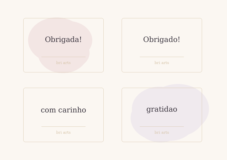 Previa de Cartoes de Agradecimento Aquarela
